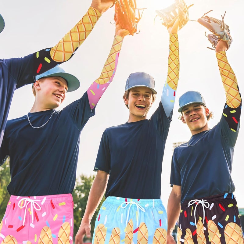 Chicingyou 3 Set Baseball Ice Cream Drip Suit with Quick Dry Shorts & Sun Protection Ice Sleeves for 10-12 Years, Summer Sports Uniform Team Gift for Baseball Basketball Golf Outdoor Activities - Image 5